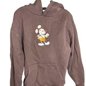 Disney Mickey Mouse MEDIUM Sweatshirt Embroidered Brown HoodieGenuine Mousewear